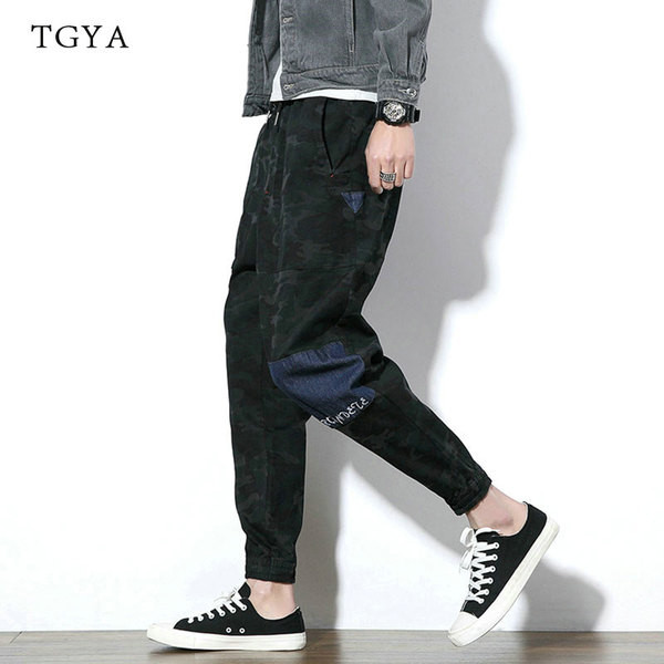 Άρρεν καμουφλάζ παντελόνια ελατήριο φαρδιά