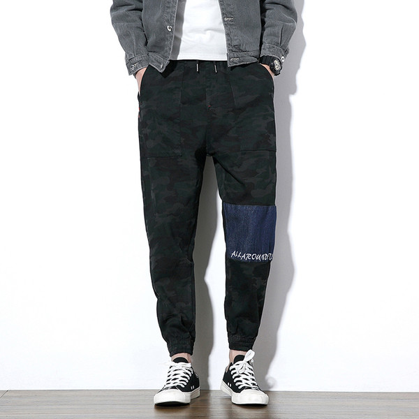 Άρρεν καμουφλάζ παντελόνια ελατήριο φαρδιά