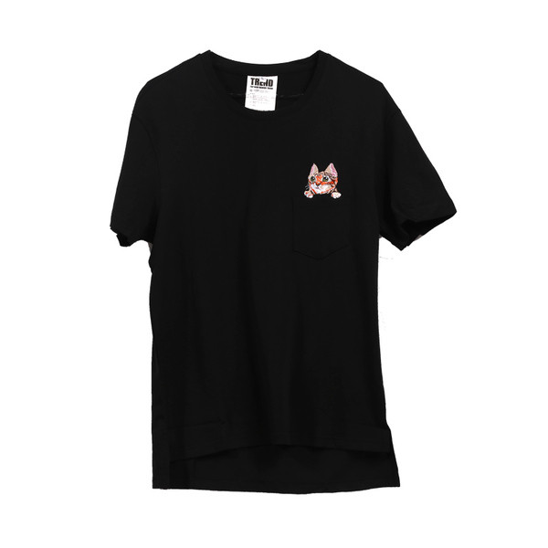 αντρικά πουκάμισα με κοντά μανίκια και απλικέ γατάκι σε πολλά χρώματα