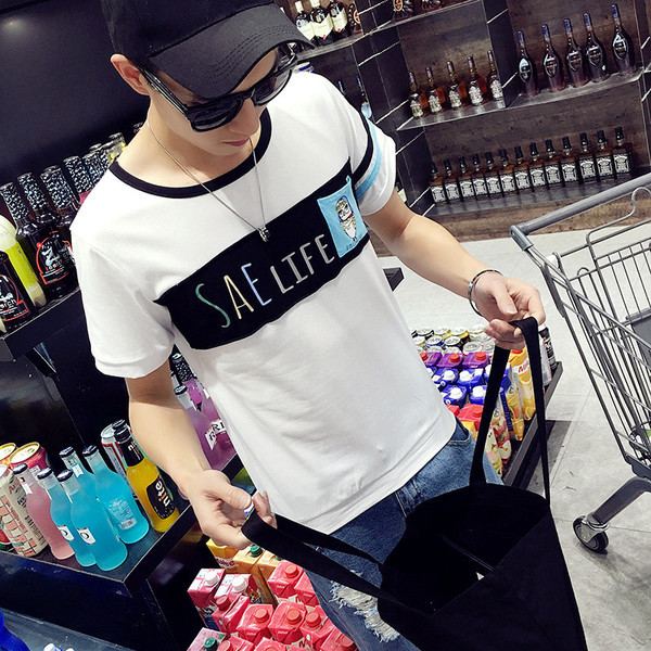 Нов модел памучна мъжка тениска с О-образна яка