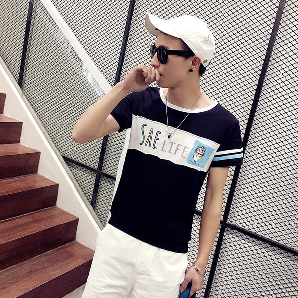 Нов модел памучна мъжка тениска с О-образна яка