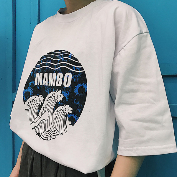 Дълга стилна дамска тениска с щампа в два цвята