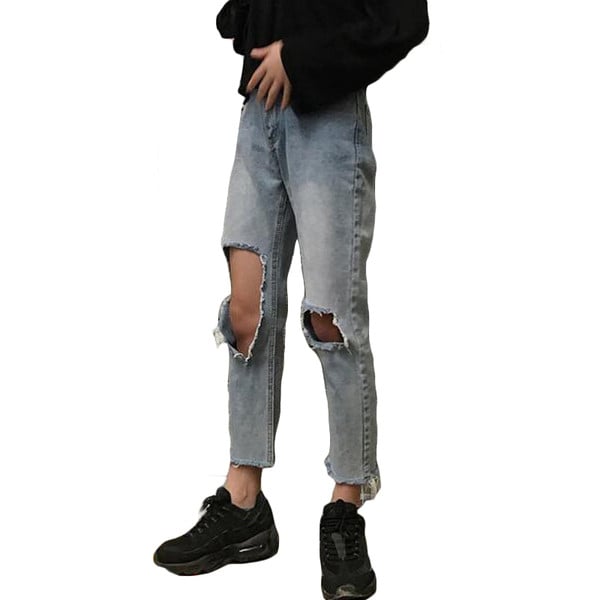 Уникални дамски дънки разкъсани на колената