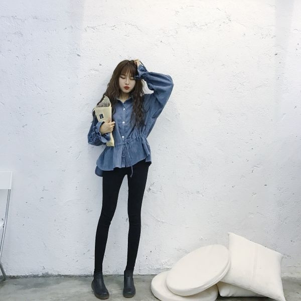 Дамска кадифена рипсена спортно-елегантна риза