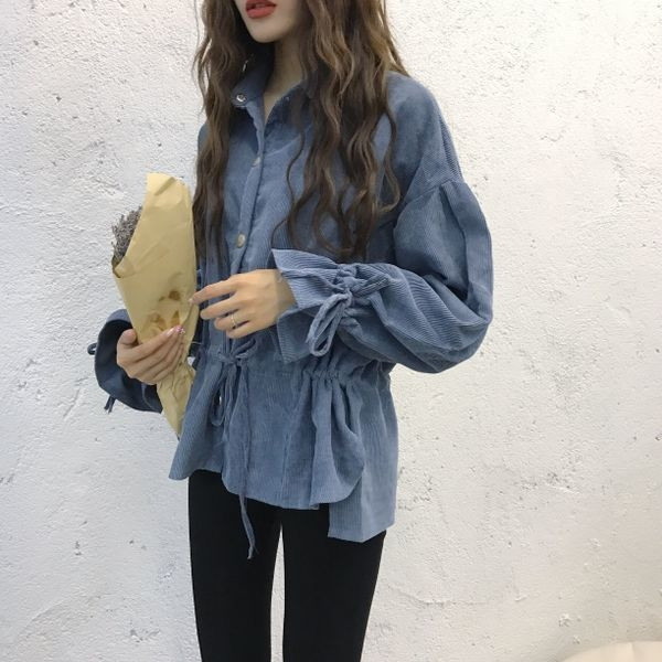 Дамска кадифена рипсена спортно-елегантна риза