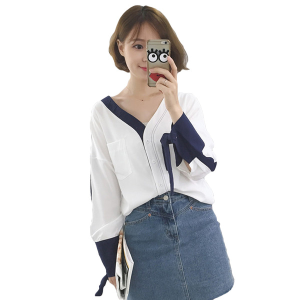 Шикозна дамска риза с V-образно деколте