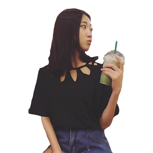 Πολύ ενδιαφέρον κυρίες μπλούζα με λαιμόκοψη τρύπες