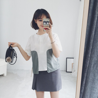 Καθημερινά κυρίες T-shirt με κοντά μανίκια και φερμουάρ και στις δύο πλευρές