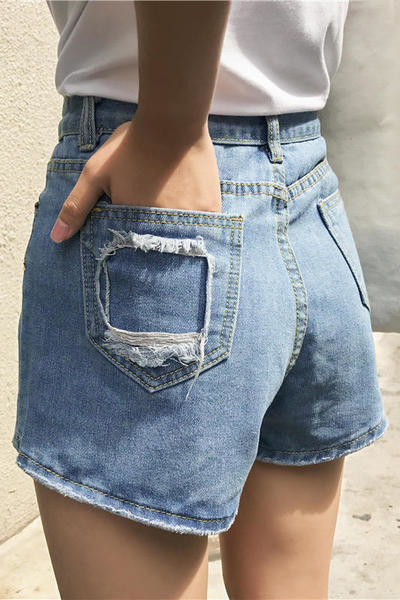 Нови дамски къси дънкови панталони с ретро мотиви