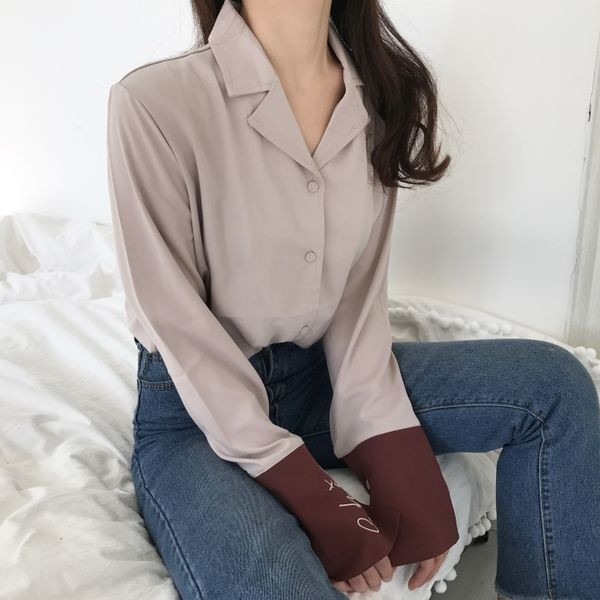 Стилна женска копринена риза с преливащи цветни ръкави