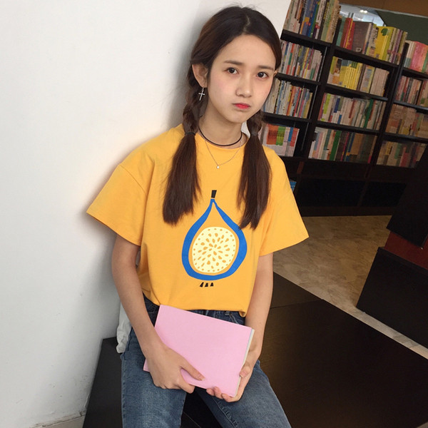 Ежедневна дамска тениска с къс ръкав в бяло и жълто