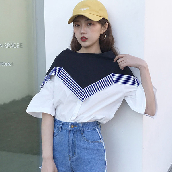 Много интересна дамска ежедневна блуза с широко деколте и ръкави