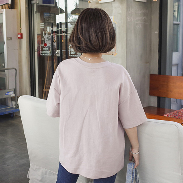 Дълга женска тениска с къс ръкав тип туника