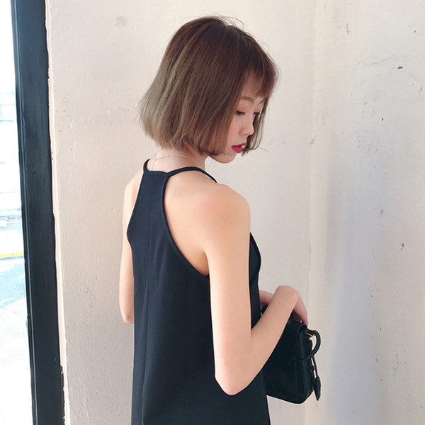 Стилна черна дамска рокличка с голо рамо