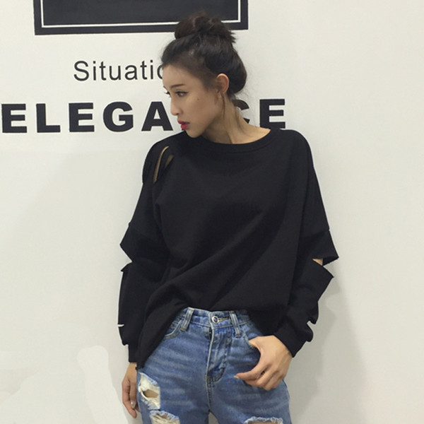 Κυρίες καθημερινή μπλούζα με μακριά μανίκια σχισμένο σε τρία χρώματα