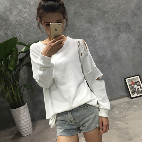 Κυρίες καθημερινή μπλούζα με μακριά μανίκια σχισμένο σε τρία χρώματα