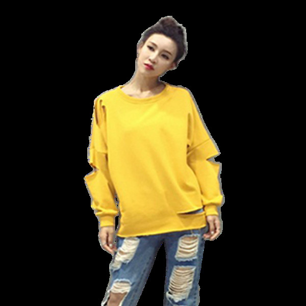 Κυρίες καθημερινή μπλούζα με μακριά μανίκια σχισμένο σε τρία χρώματα