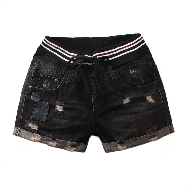 Стилни дамски къси панталони - с ластик, подвити