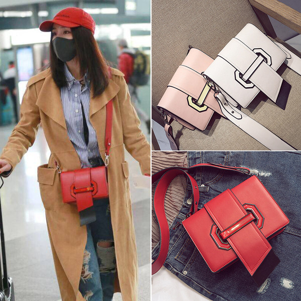 Много стилна дамска чанта през рамо с изключителна закопчалка