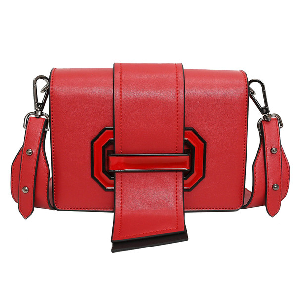 Много стилна дамска чанта през рамо с изключителна закопчалка