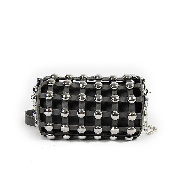 Уникална дамска чанта с дълга дръжка през рамо и железни мъниста