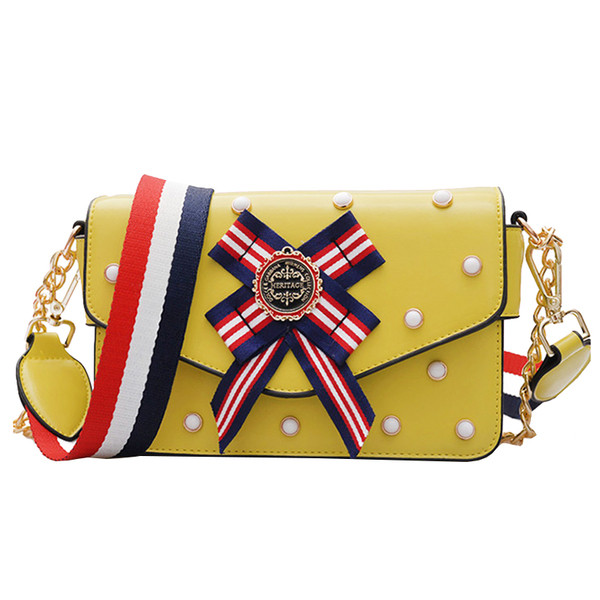 Стилна чантичка с перли и дълга дръжка в различни цветове