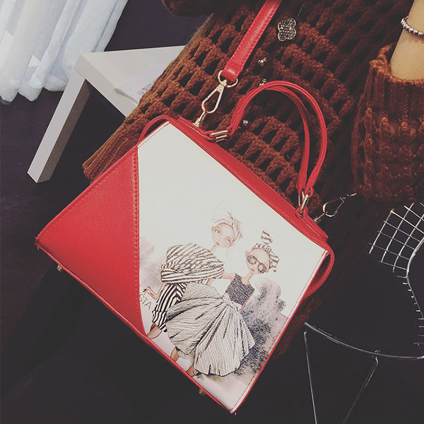 Дамска ръчна чанта с дълга дръжка за през рамо в два различни цвята