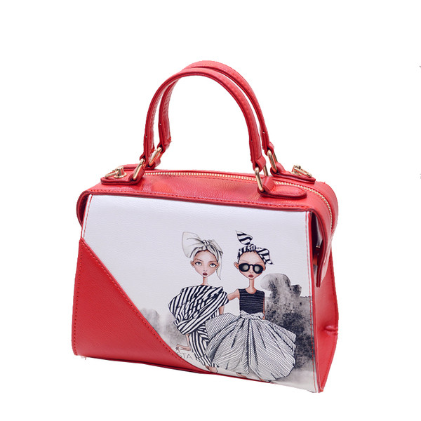 Дамска ръчна чанта с дълга дръжка за през рамо в два различни цвята