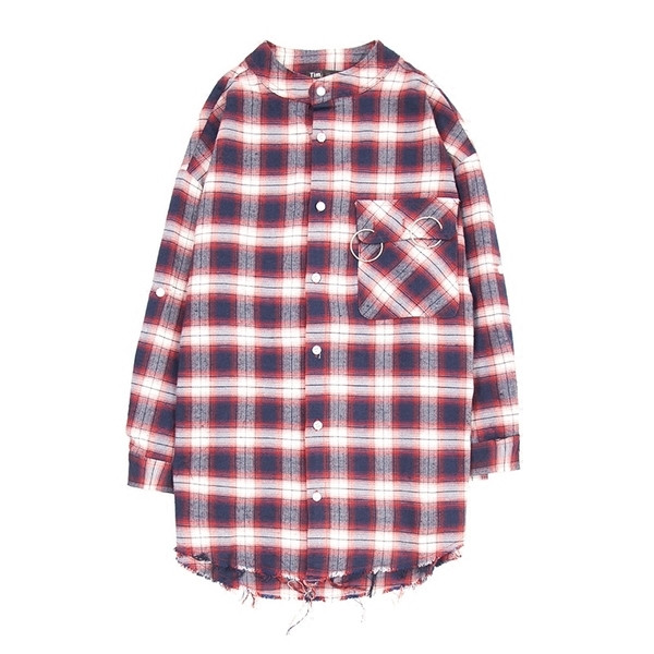 Κομψό ανδρικό ι πουκάμισο σε κόκκινο και μπλε χρώμα