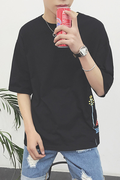 μακρύ T-shirt μοναδική ανδρών με απλικέ ψάρια