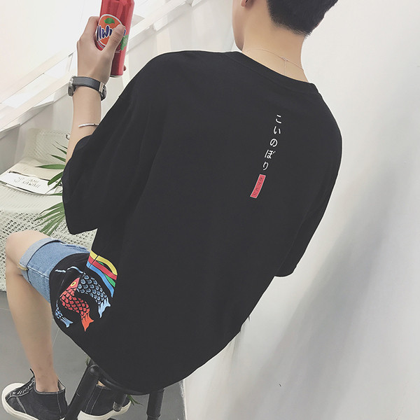 μακρύ T-shirt μοναδική ανδρών με απλικέ ψάρια