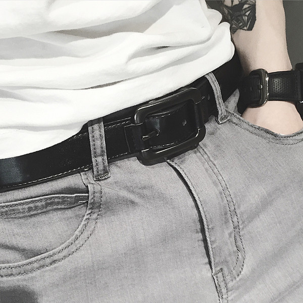 Тънки кожени мъжки колани в три цвята