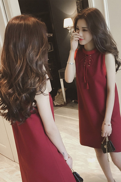 Μεγάλη κυρίες φόρεμα με δεσμούς λαιμό σε δύο χρώματα