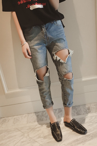 Страхотни дамски разкъсани дънки тип шалвар