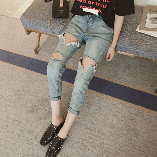 Страхотни дамски разкъсани дънки тип шалвар