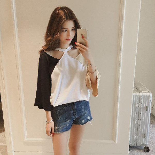 Σύγχρονη κυρίες μπλούζα με φαρδιά μανίκια