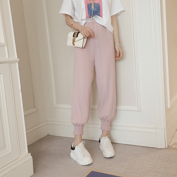 Ежедневен дамски панталон с ластик на крачола в няколко различни цвята