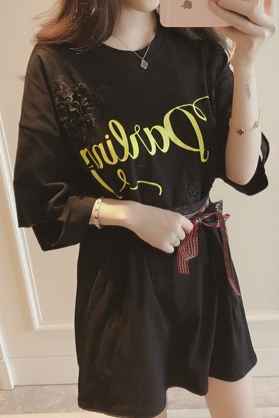 Страхотна дамска дълга тениска с широки ръкави тип туника