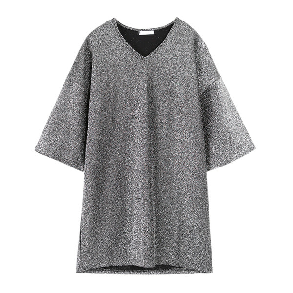 Μεγάλη κυρίες λαμπερό φόρεμα με V-neck