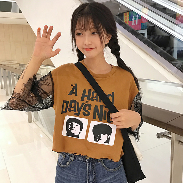 κυρίες μπλούζα με πολύ όμορφο μακρύ μανίκι δαντέλα σε δύο χρώματα