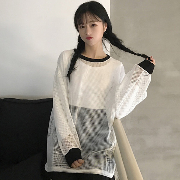 Πλέγμα κυρίες μακρύ μπλούζα με μακριά μανίκια