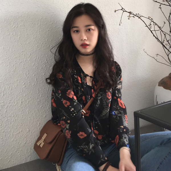 Δαντέλα κυρίες μπλούζα μπουκετάκια με μακριά μανίκια