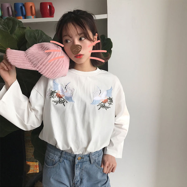 Блузка с дълъг ръкав и много красива бродерия 