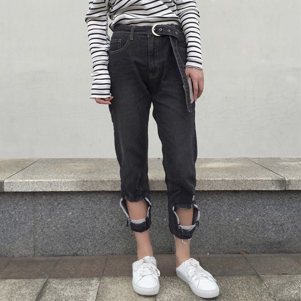 Μοναδικά μαύρα γυναικεία  τζιν από το μοντέλο  "boyfriend''