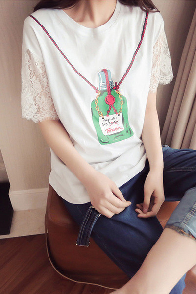 Μοναδικό κυρίες μακρύ μπλούζα με μανίκια δαντέλα και απλικέ