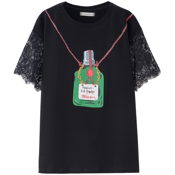 Μοναδικό κυρίες μακρύ μπλούζα με μανίκια δαντέλα και απλικέ