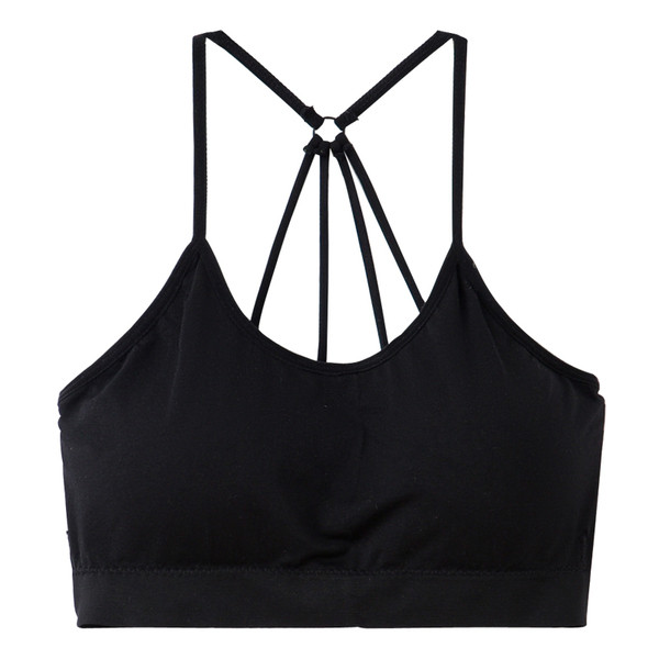 Страхотен дамски спортен сутиен в два цвята с много интересни връзки на гърба