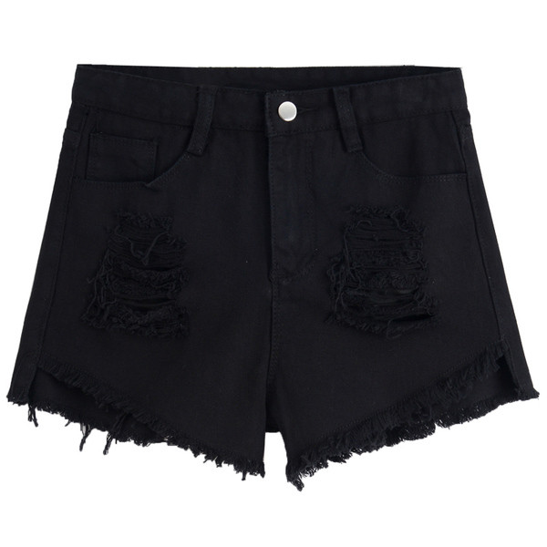 Дамски къси бели и черни дънкови панталони с ресни