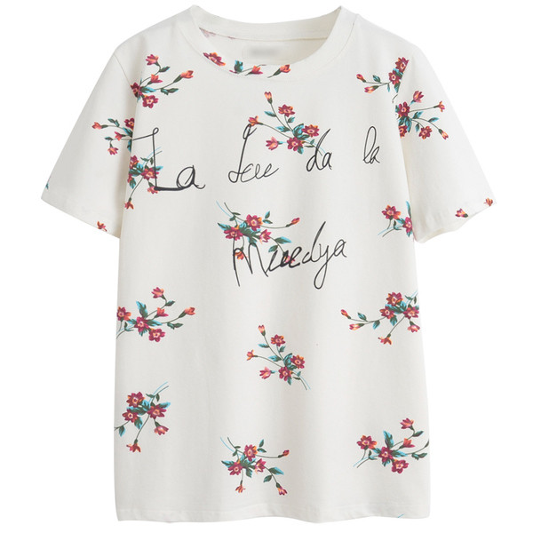 Μεγάλη μπλούζα με κοντά μανίκια άνθος σε δύο χρώματα