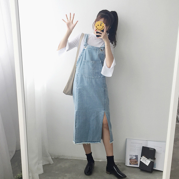 Много свежа дънкова дамска рокличка тип гащеризон